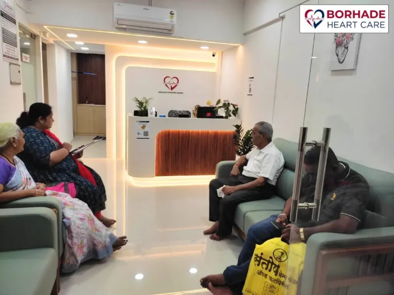 Patients waiting for 2D Echo test at Borhade Heart Care Clinic in Pimpri Chinchwad.