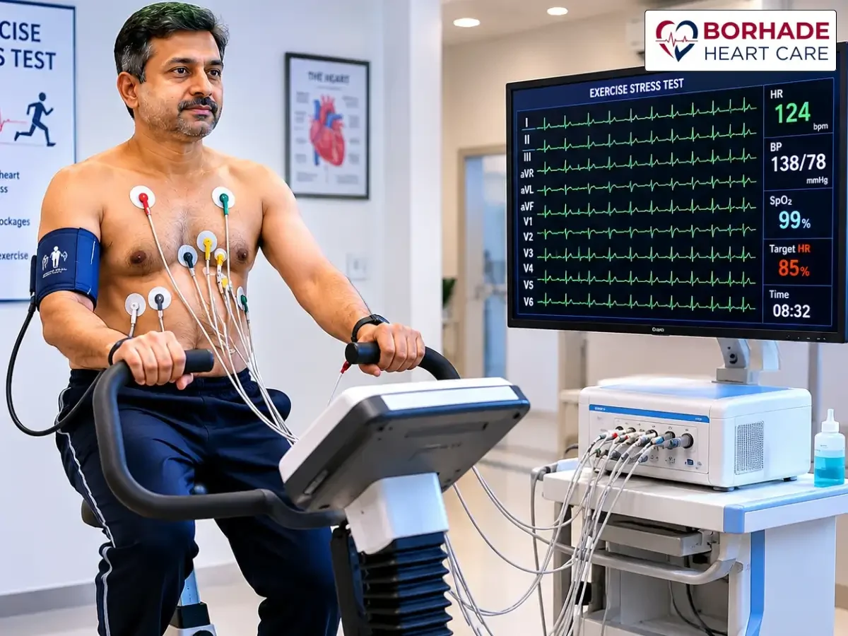 Man on bicycle doing stress test.