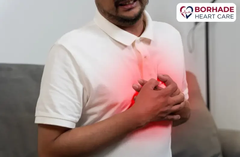 Man suffering with chest pain.
